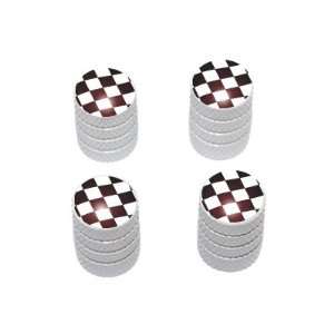   Checkered Flag   NASCAR Tire Rim Valve Stem Caps   White Automotive