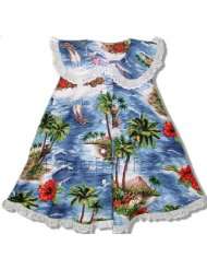 Dress   Girls Red Hibiscus Island Button Front Hawaiian Aloha Eyelet 