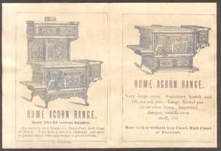 Rathbone Sard & Co Acorn Stoves & Ranges trade card folder 1880s 