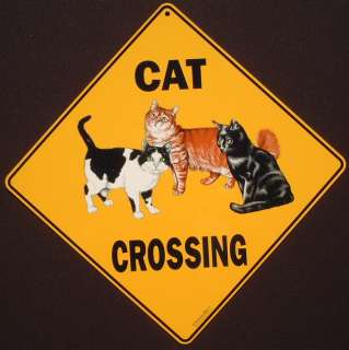 CAT CROSSING Sign print picture cats art decor signs  