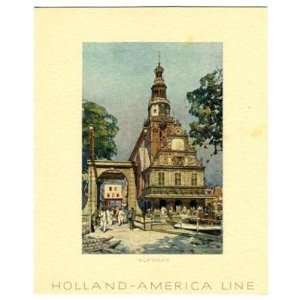 Holland America Line Menu Alkmaar 1938 Volendam