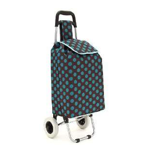  Folding Shopping Market Cart Bag on Wheels BROWN w/ TEAL 