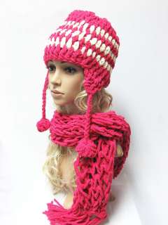 Winter Chenille Beanie Hat n Scarf Set for Women n Men Handmade Hip 