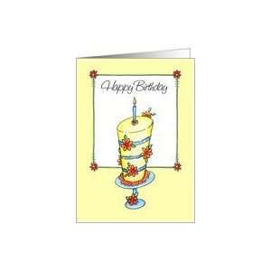  Happy Birthday   Whimsical Daisy Cake Card Health 