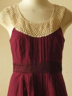 Anthropologie Floreat purple swiss dot tulle lace strap pleated shift 