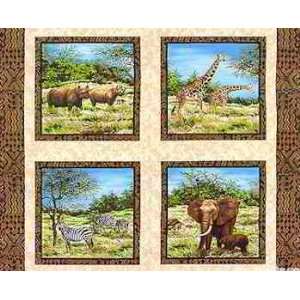  FQ112 21791 African Plains Quilt Fabric Panel by Fabri 