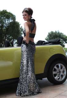 Marvellous Sequins Deco V Neck Prom Halter Gown Homecoming Formal 