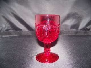 WRIGHT GLASS CO RUBY RED WINE GLASS MOON AND STAR  
