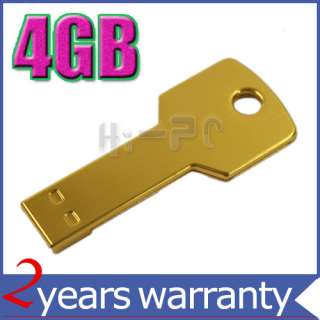 4GB Metal Key USB 2.0 Flash Memory Drive Stick Yellow  