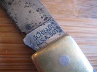 Vintage Schrade 50T Old Timer. Green handle.  