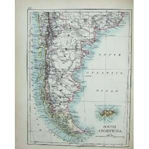  Johnston World Maps 1895 Paraguay Argentina Falkland