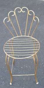 Vintage Retro Scrolled Gold Toned Tone Metal Vanity Chair Seat Stool 