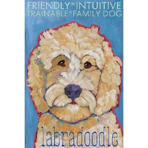  Colorful Labradoodle Dog Print from Oil Original by Ursula 