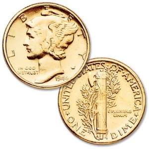  Gold Plated Mercury Dime 