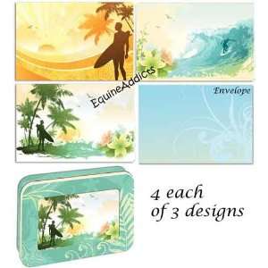 Tree Free Greetings Hang Time beach note cards   12 note 