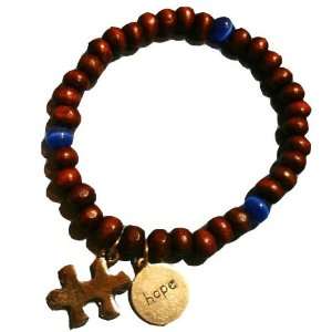  Autism Awareness Wood Beads Bracelet 