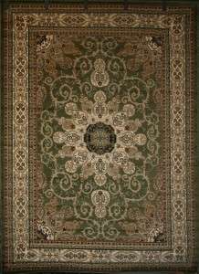 Green black isfahan ivory beige 5x7 area rugs carpet  