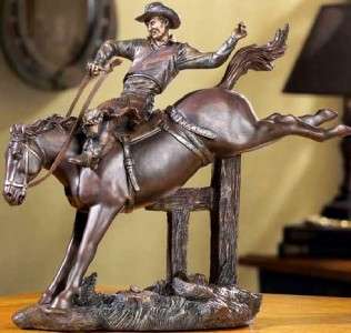 Western American Cowboy Wild Bucking Horse Rodeo Rider Figurine Old 