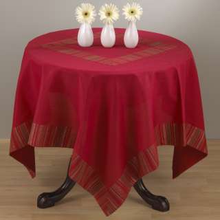   Christmas Red Woven Striped Tablecloth 40 60 80 Square  