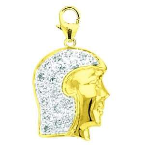  14K Yellow Gold Diamond GirlS Head Charm Jewelry