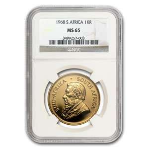  1968 1 oz Gold South African Krugerrand NGC MS65 