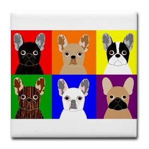  Rainbow Frenchies Pets Tile Coaster by  Kitchen 