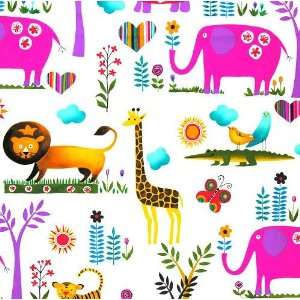  45 Wide Juicy Jungle Animals Ivory Fabric By The Yard 