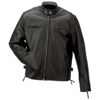 Mens Solid Black Buffalo Riding Leather Jacket Lined  