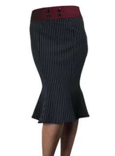 Pinstripe Fishtail Wiggle Skirt Rockabilly Pin Up Black  