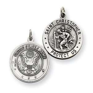  Sterling Silver St.Christopher US Army Medal Jewelry