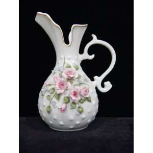 Lefton Porcelain Vintage Delicate Pink Rose Pitcher 