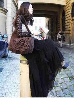 wholesale Exotic Graceful Solid Color Chiffon Long Skirt Black