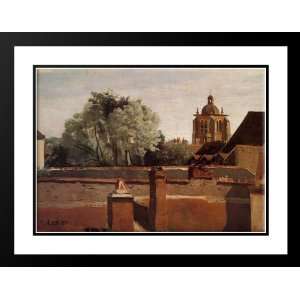 Corot, Jean Baptiste Camille 38x28 Framed and Double Matted Bell Tower 