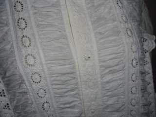 Victorian 1870s Ornate Eyelet Lace White Gown   Wedding Night Plus 