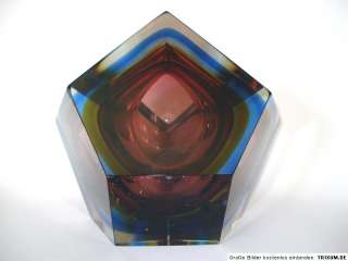 Unique  Giant  5000 grammes Murano Sommerso Faceted Art Glass Bowl 