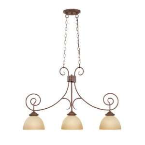   Aged Umber Bronze Island Fixture with Venetian Scavo Glass 99338 AUB