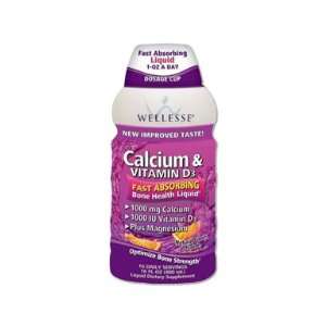  Wellesse Liquid Calcium 1000mg Vitamin D3 16 Fl. oz 