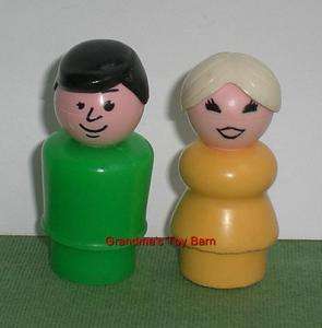   Fisher Price Little People House Green DAD & MOM w/ White Hair  