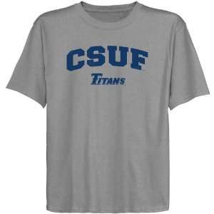  Cal State Fullerton Titans Youth Ash Logo Arch T shirt 