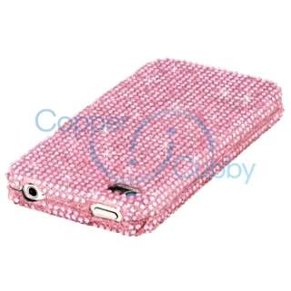   Diamond Hard Case Cover+White Handsfree+SP For iPhone 4 4G 4S  