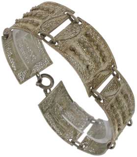 Vintage Sterling Filigree & Cannetille Bracelet Wide  