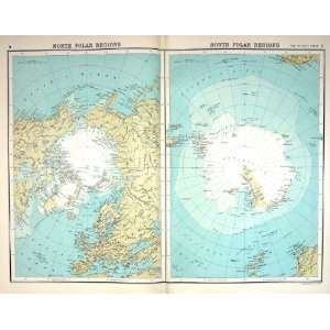  Bartholomew Map C1900 North South Polar Regions Pacific 