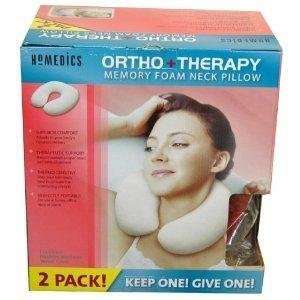   Ortho+ Therapy Memory Foam Neck Pillow, 2 Pack (Red)
