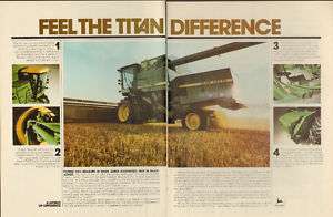 1980 John Deere 8820 Titan Combine Tractor 2 Page Ad  