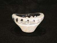   Lindstrand Art Glass Bowl Kosta Boda White Clear Cased Crystal  