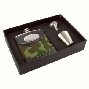 oz. Green Camouflage Flask Gift Set 
