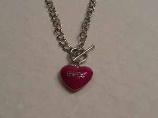 Large COACH 3D Pink PUFF Heart Charm & Toggle Necklace GR8 GIFT