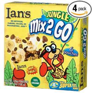 Ians Natural Foods Organic Jungle Mix2Go, 6 Count Boxes (Pack of 4 