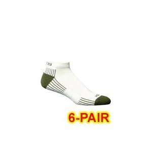   Bamboo Lo Cut Socks White/Olive LG 6 pack