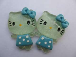 20 Resin Dressed Hello Kitty Button W/Bow Blue K023 1  